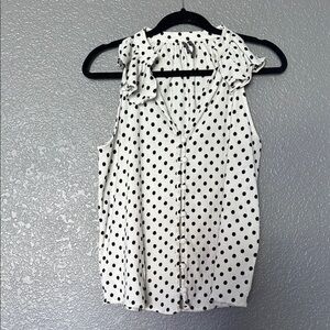 Anthropologie Polka Dot Sleeveless Blouse - Black and White